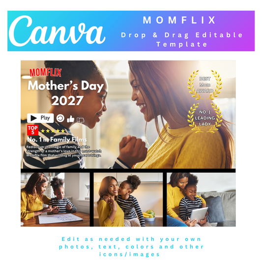 MOMFLIX Photo Collage, MOMFLIX Canva Frame Template
