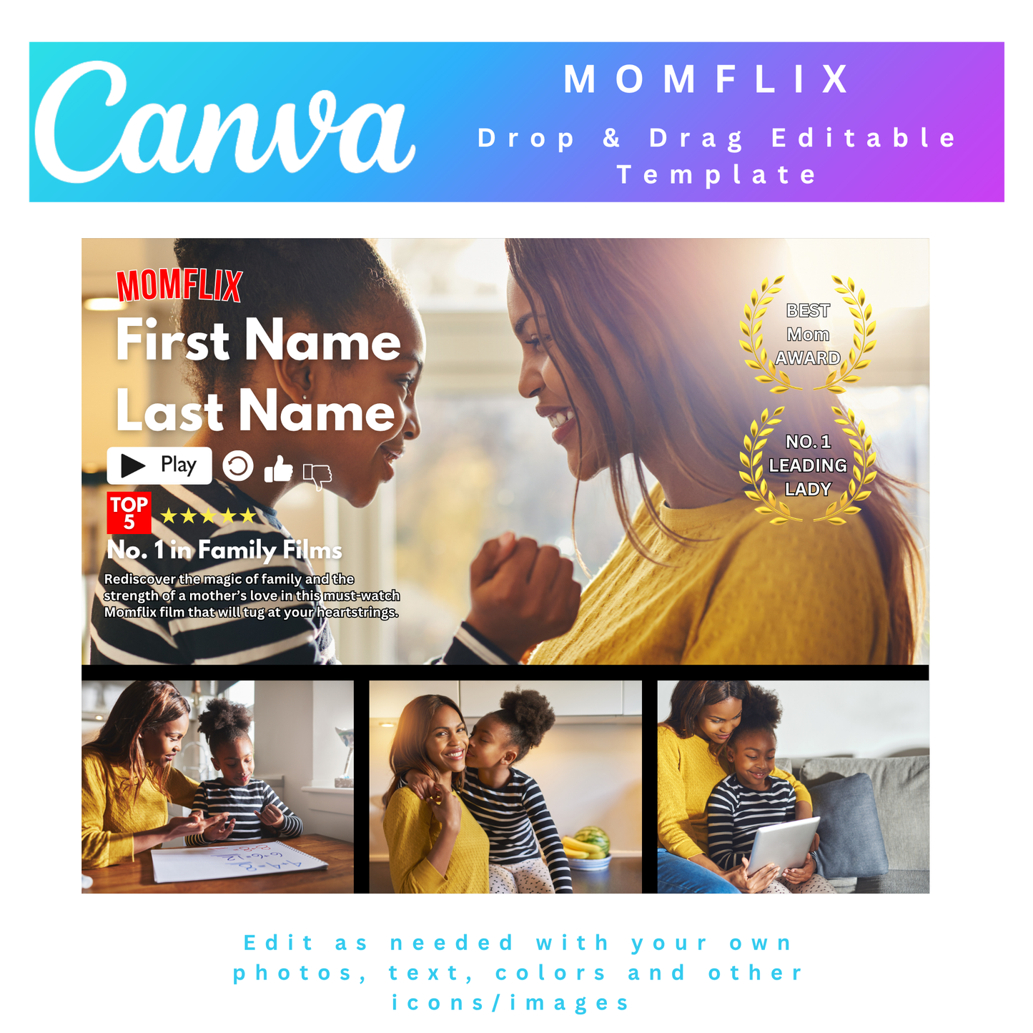 MOMFLIX Photo Collage, MOMFLIX Canva Frame Template