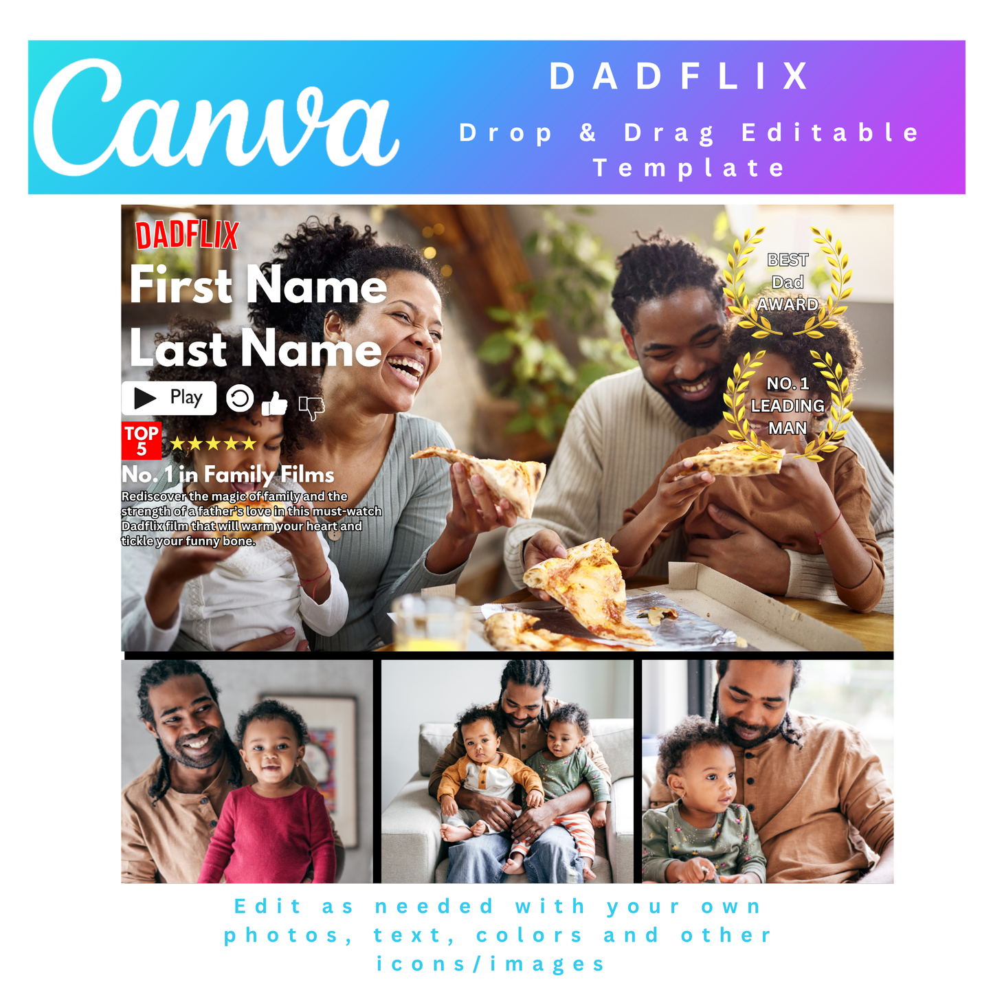 DADFLIX Photo Collage, DADFLIX Canva Frame Template