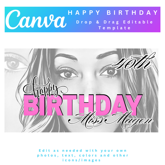 Happy Birthday Photo Collage, Happy Birthday Canva Frame Template