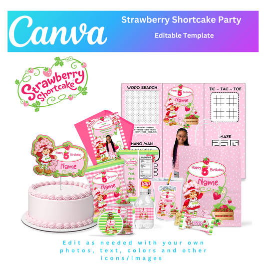 Party Favor Bundle Template-Strawberry Shortcake